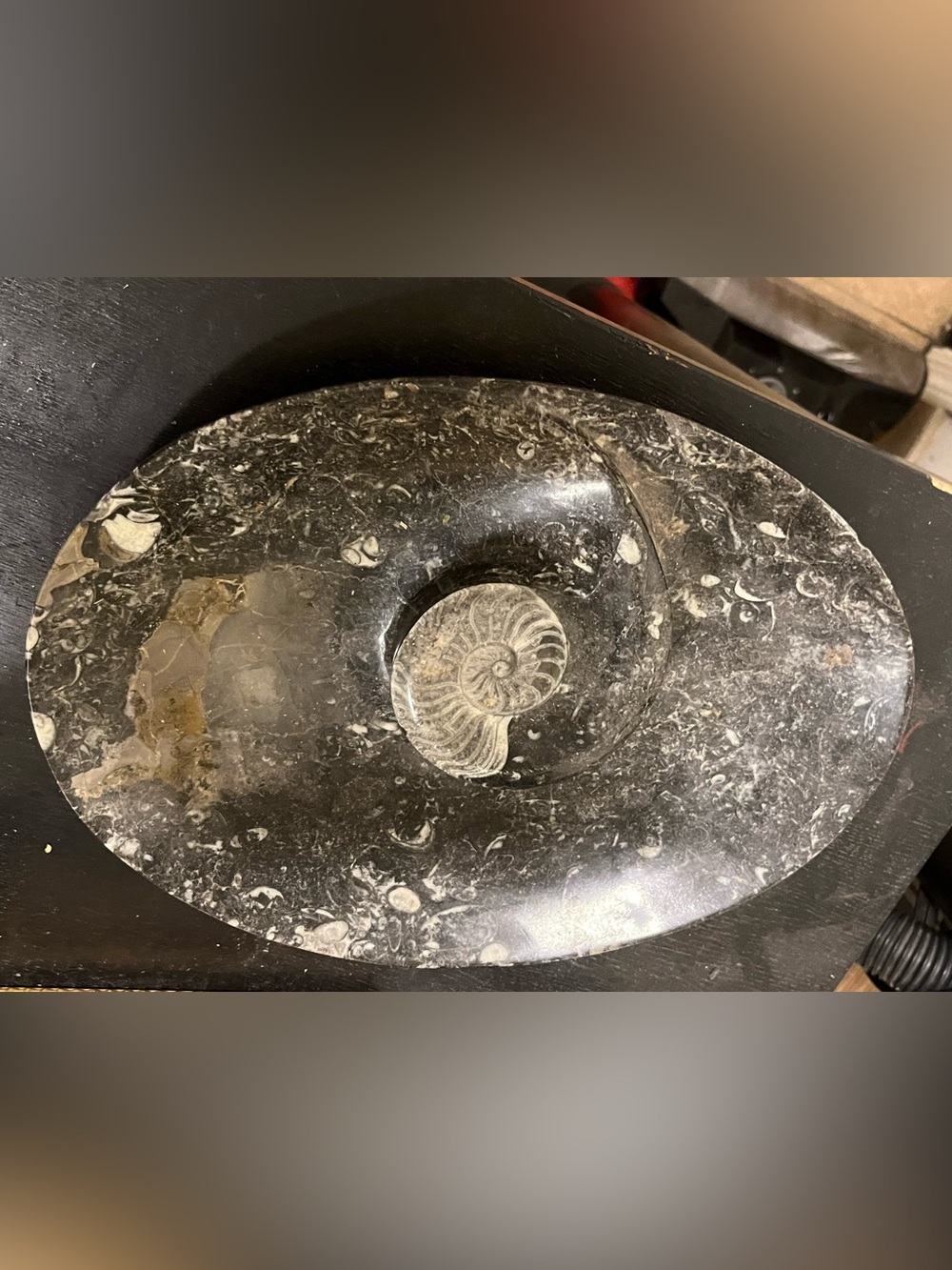 Black Fossil Marble Decorative Bowl - Home Accents